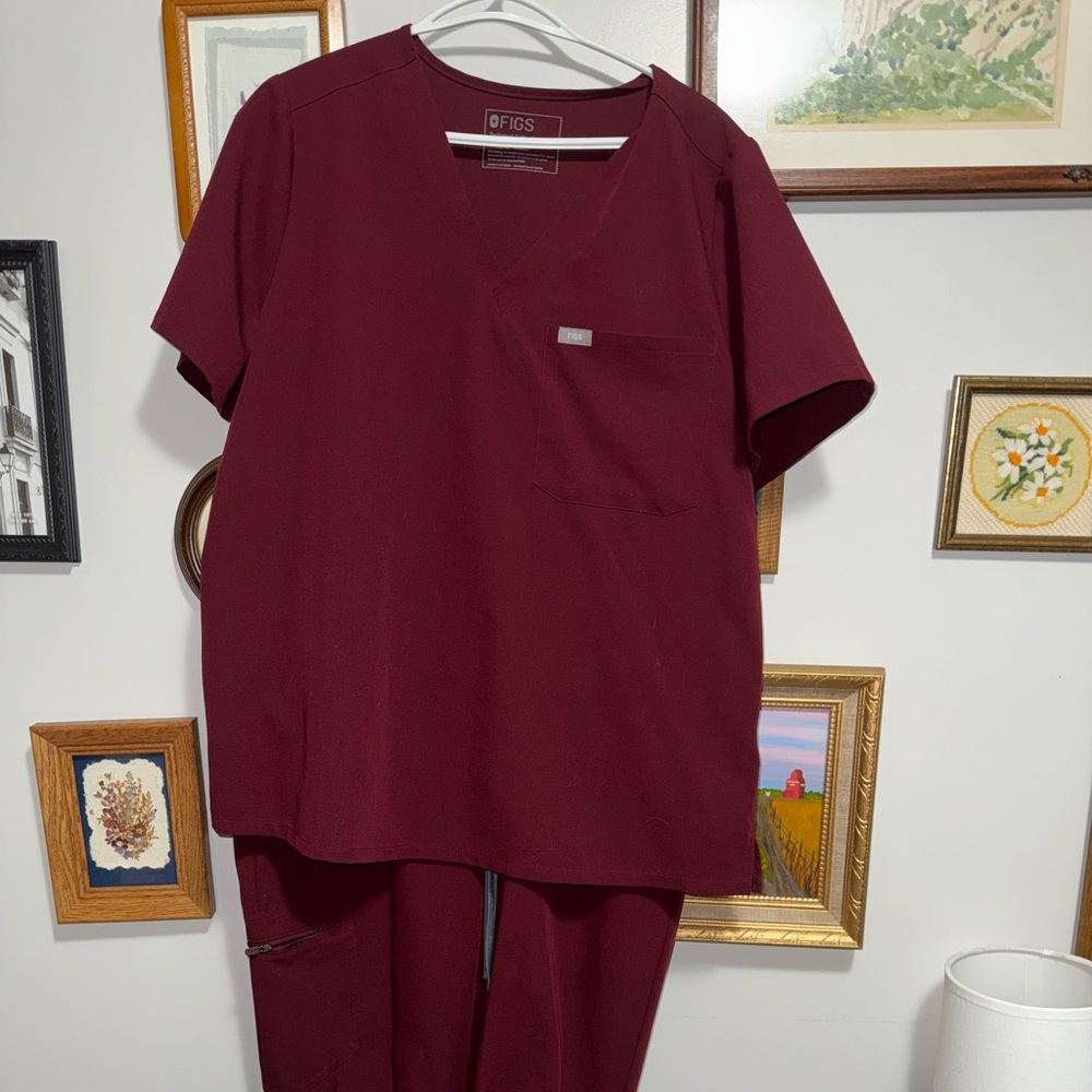 Figs Burgundy Scrub Set